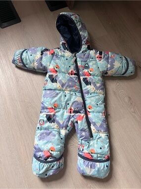 3/$200🪴— Burton Infant Bunting Snowsuit - Light Blue Mountain Print